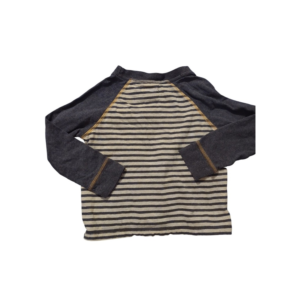 FatFace Young Crew Kids Navy Gray Striped Raglan Long Sleeve Shirt Size 2/3